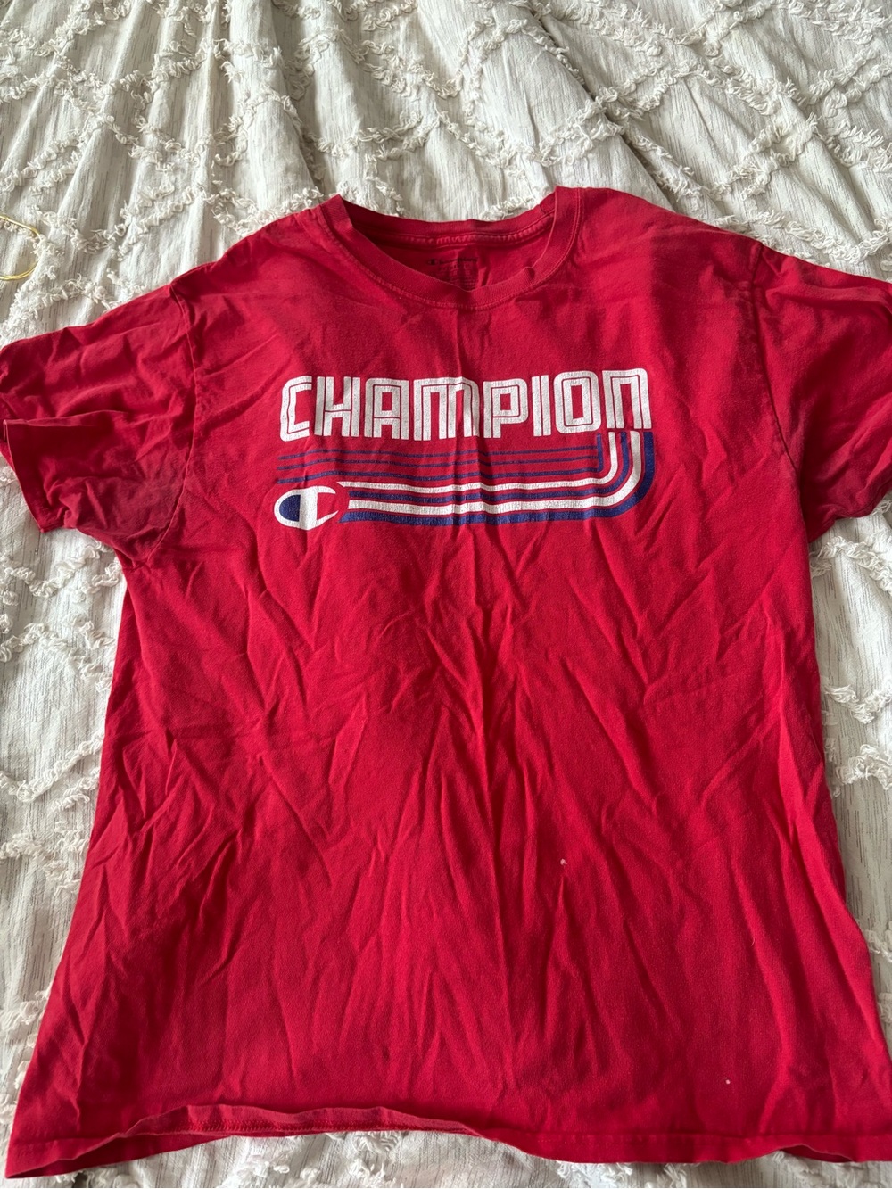 Champion Authentic L Red Retro Logo Graphic T-Shirt - Picture 2 of 5
